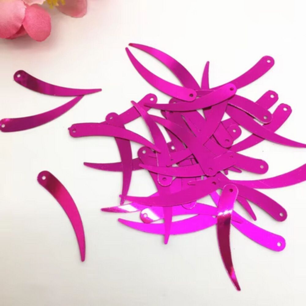 1000pcs Chilli Ivory Shape Sequins 5*32mm PVC Flat Paillette 1 Hole Fuscia